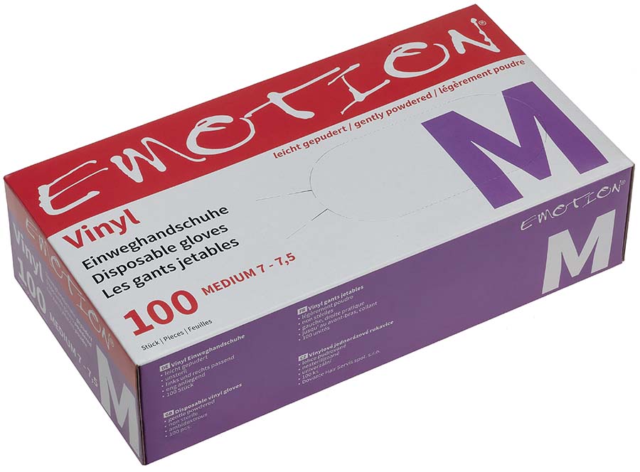 EMOTION Vinyl-Einweghandschuhe – Leicht Gepudert M 100 Stück Naturweiß