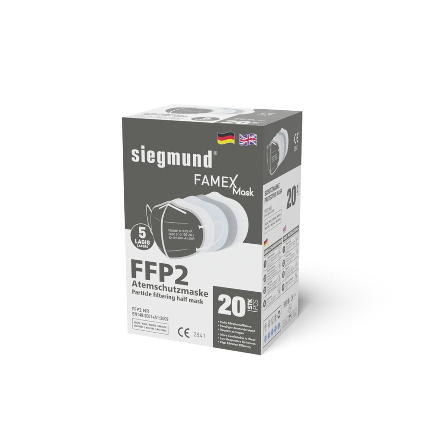 20x FFP2 Atemschutzmaske schwarz Stiftung Warentest Testsieger 11/2022