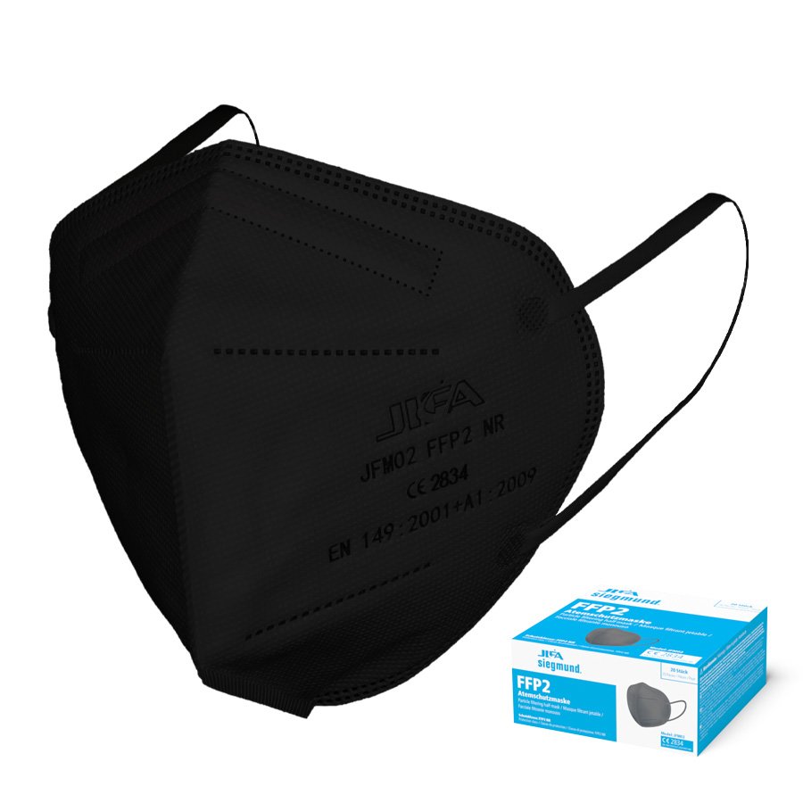 20x FFP2 Atemschutzmaske schwarz Stiftung Warentest Testsieger 11/2022