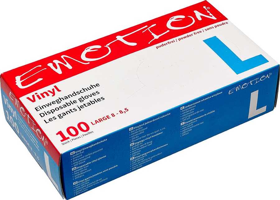 EMOTION Vinyl-Einweghandschuhe – Puderfrei L 100 Stück Naturweiß