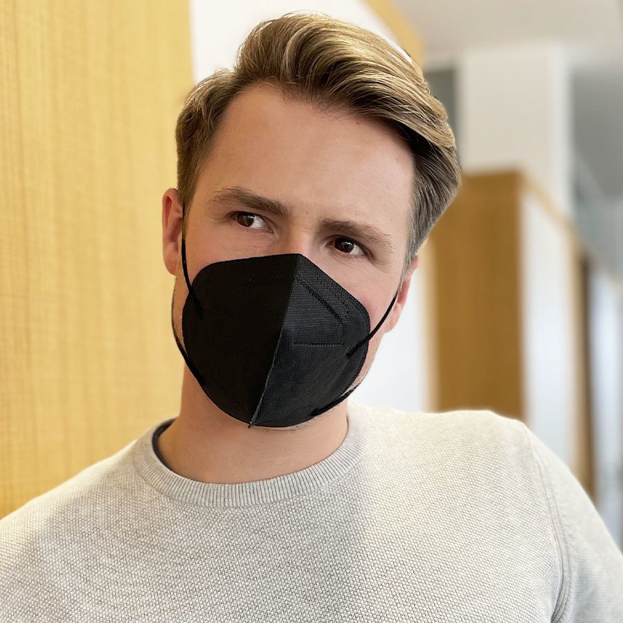 20x FFP2 Atemschutzmaske schwarz Stiftung Warentest Testsieger 11/2022